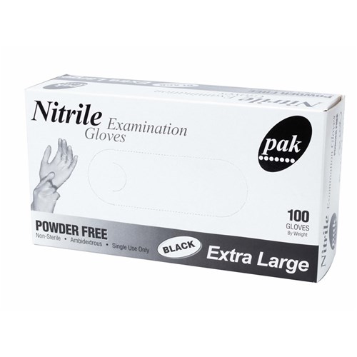 PLUSPAK BLACK NITRILE P/FREE GLOVE XL 100's