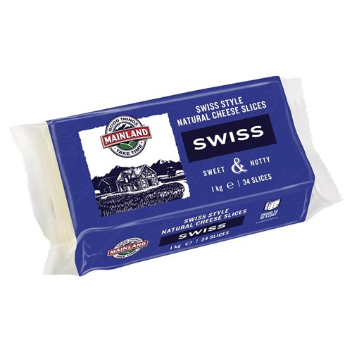 MAINLAND SWISS SLICED CHEESE 1KG